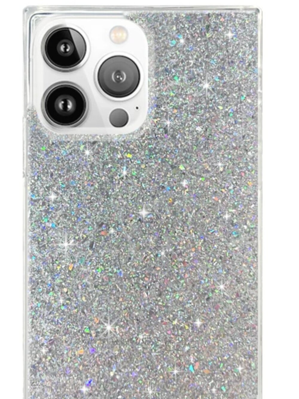Flaunt IPhone 15 Pro phone case silver glitter